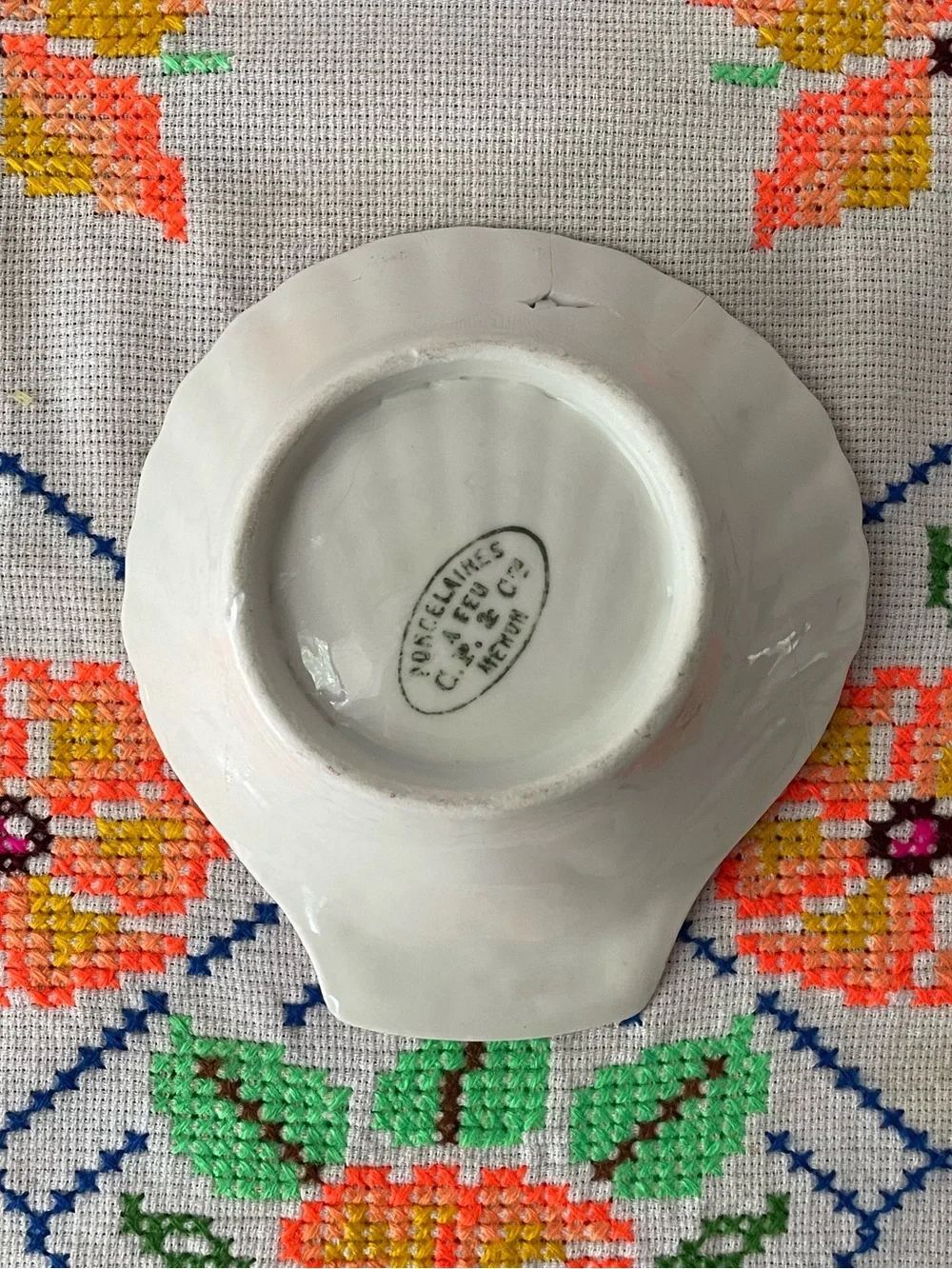 Vintage Pink & White Shell Dish